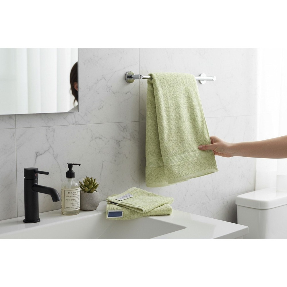 Caro Home Towel Set Unisex OS Lime Green NWT 3 Piece Cotton Hand Washcloth